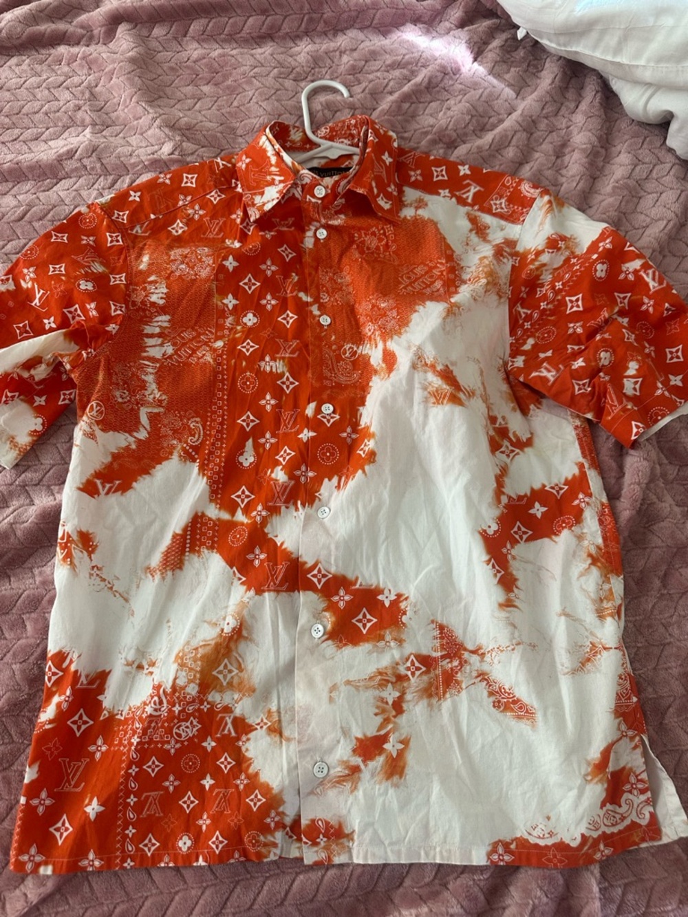 Louis Vuitton Orange and White Tie-Dye Button Down Shirt - Picture 13 of 14